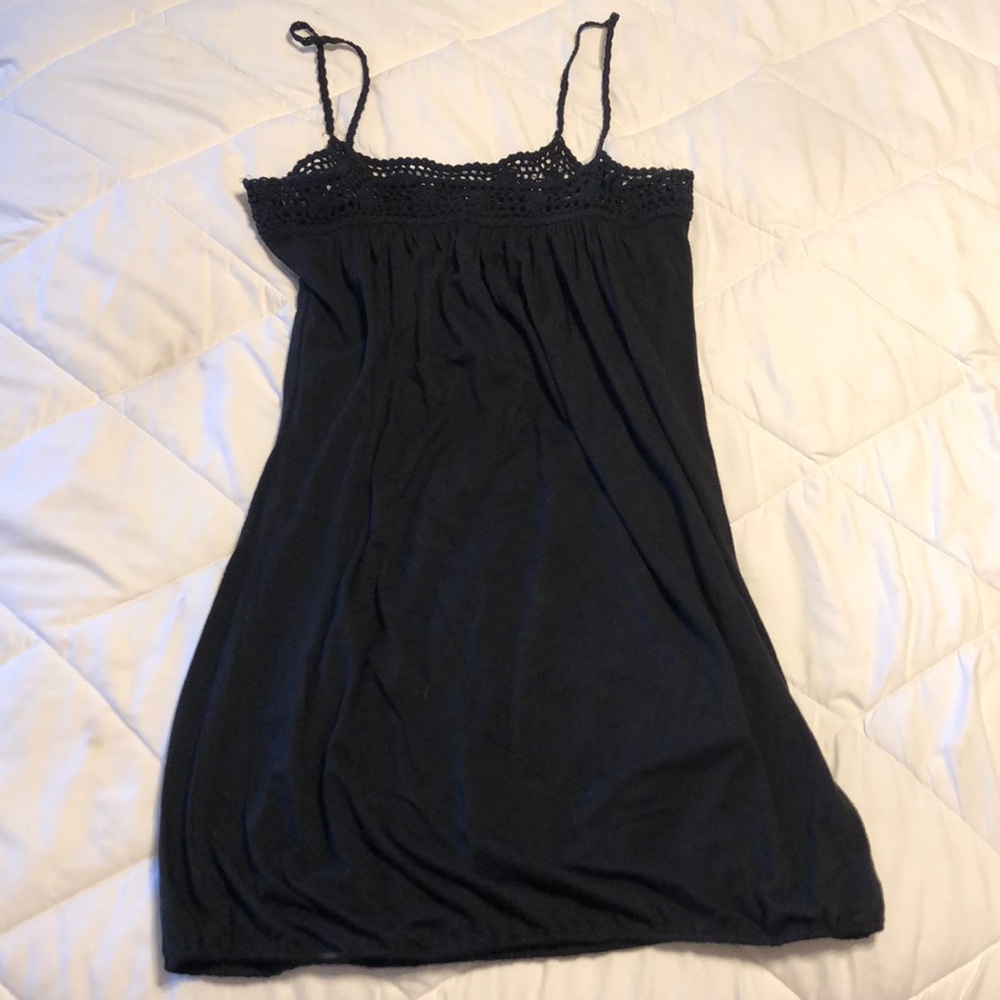 Sky black crochet long tank top. Small
